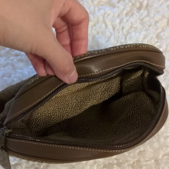 Men's Tan Sherpa Toiletry Bag with Brown Leather Trim - Picture 5 of 7